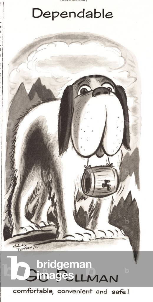 Saint St Bernard Dogs Pullman Magazine, advert, USA, 1940s