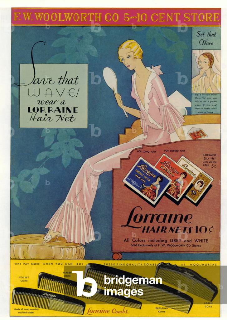Lorraine Hairnets Lorraine combs Magazine, advert, USA, 1930s