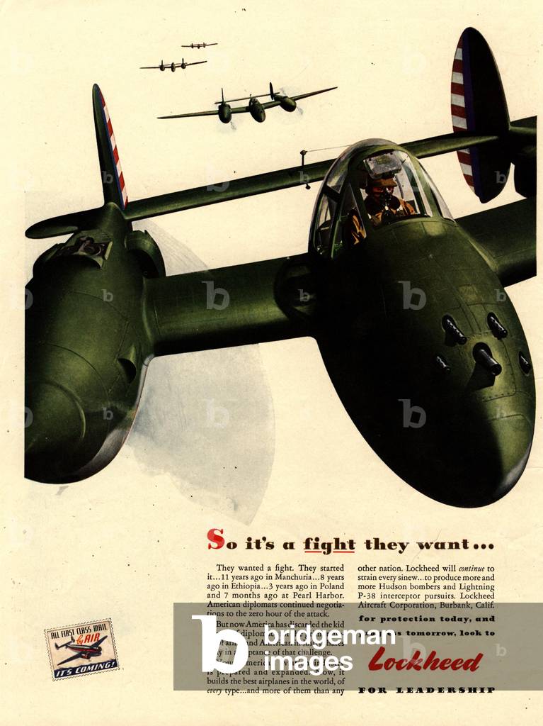 Lockheed Aircraft Magazine, advert, USA, 1940s