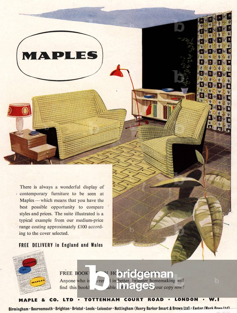 Maples Magazine, advert, UK, 1950s