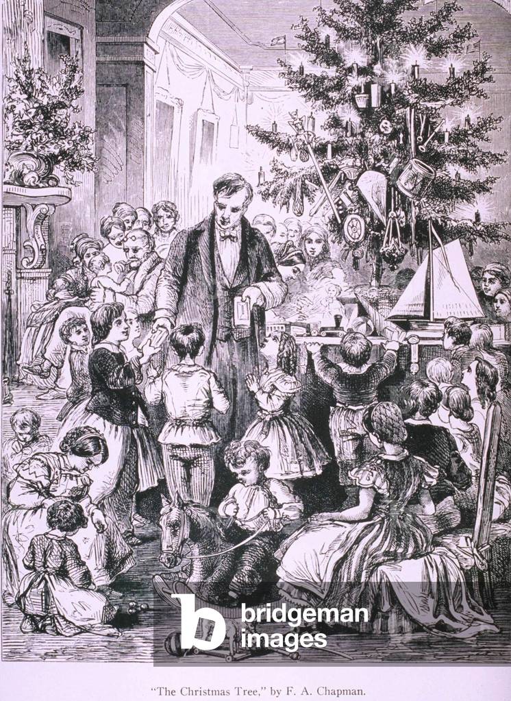 christmas trees presents gifts, Uk, 1840s (print)