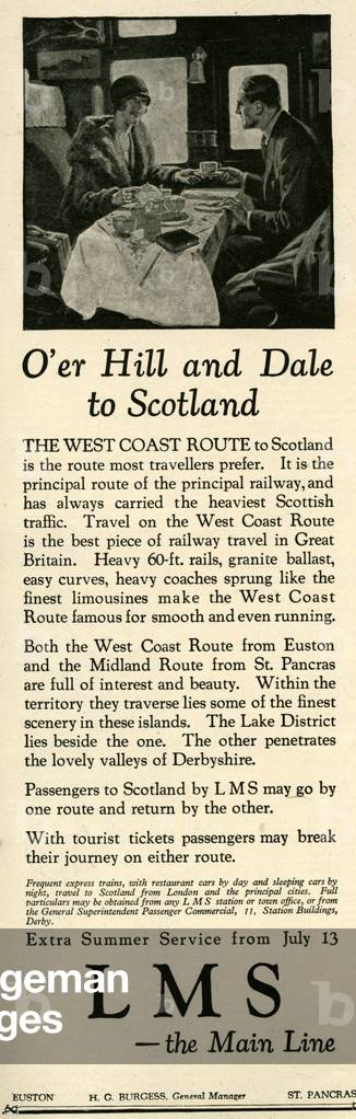 London Midland and Scottish Railways Magazine Advert, UK, 1920s