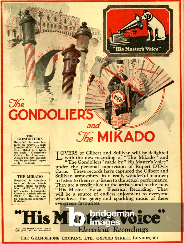 HMV, Gilbert and Sullivan Magazine Advert, UK, 1920s