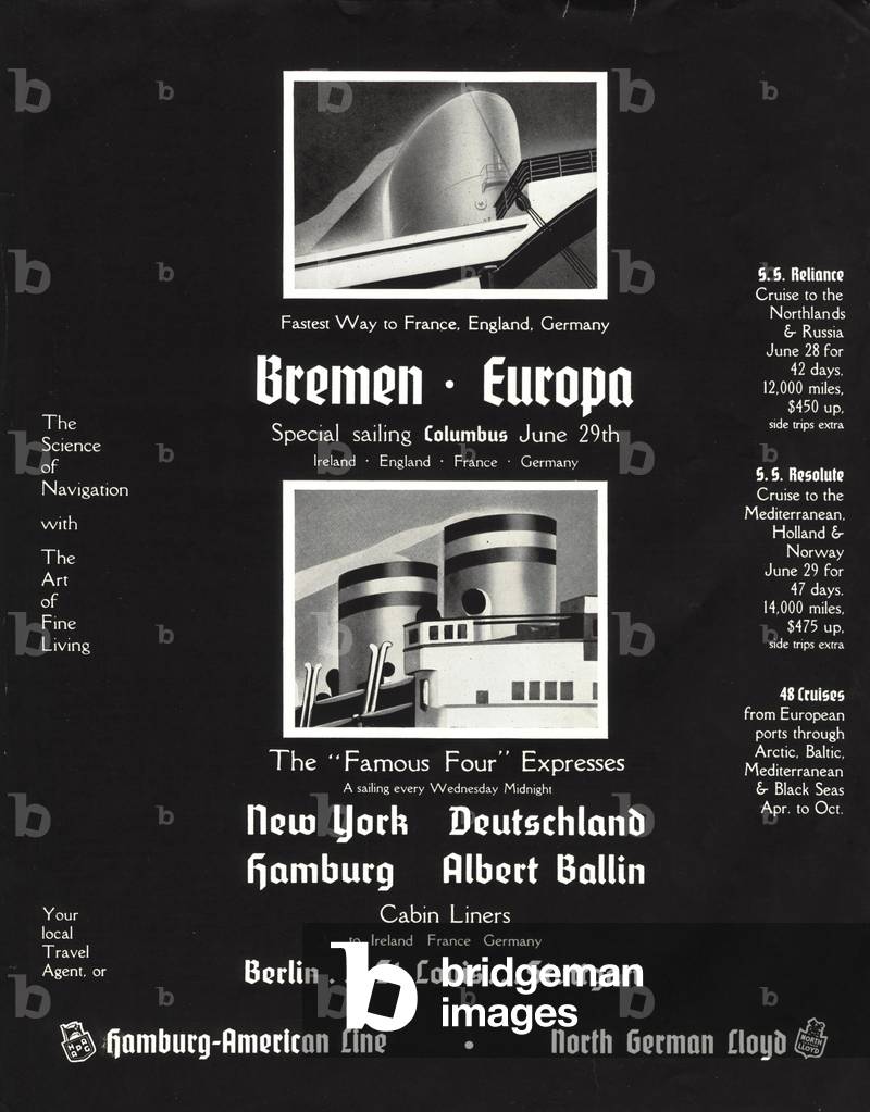 Hamburg Line Poster, USA, 1930s