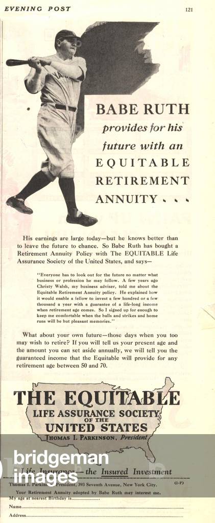 baseball babe ruth, 1930s (print)