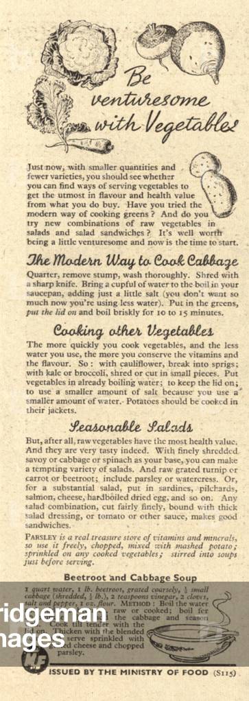 Recipes Magazine, advert, UK, 1940s