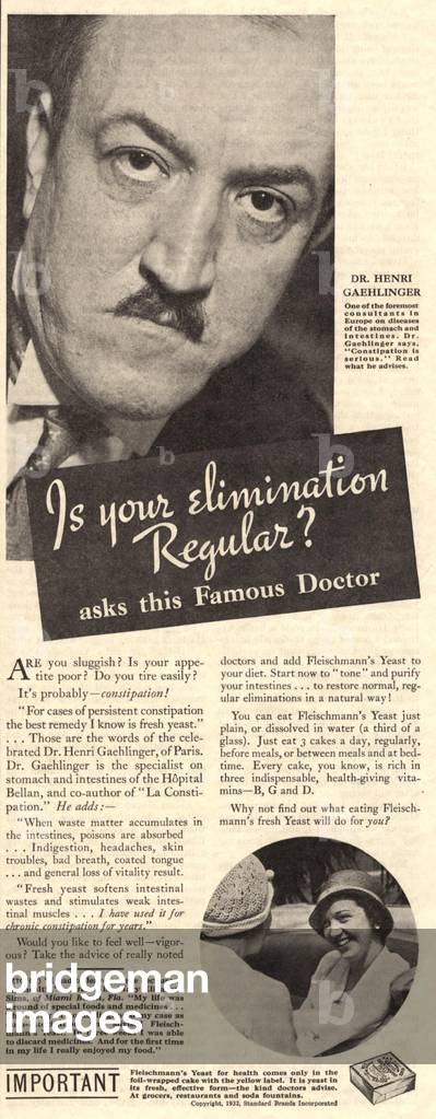 Constipation Cure Magazine, advert, USA, 1930s