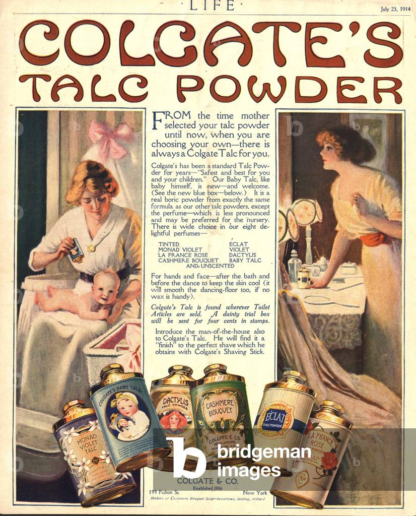 colgate's talcum, 1910s