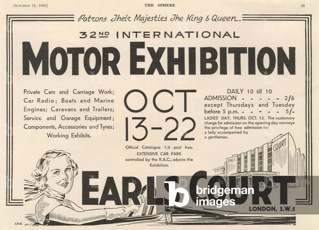 Earls Court Motor Exhibitions Magazine Advert, UK, 1930s