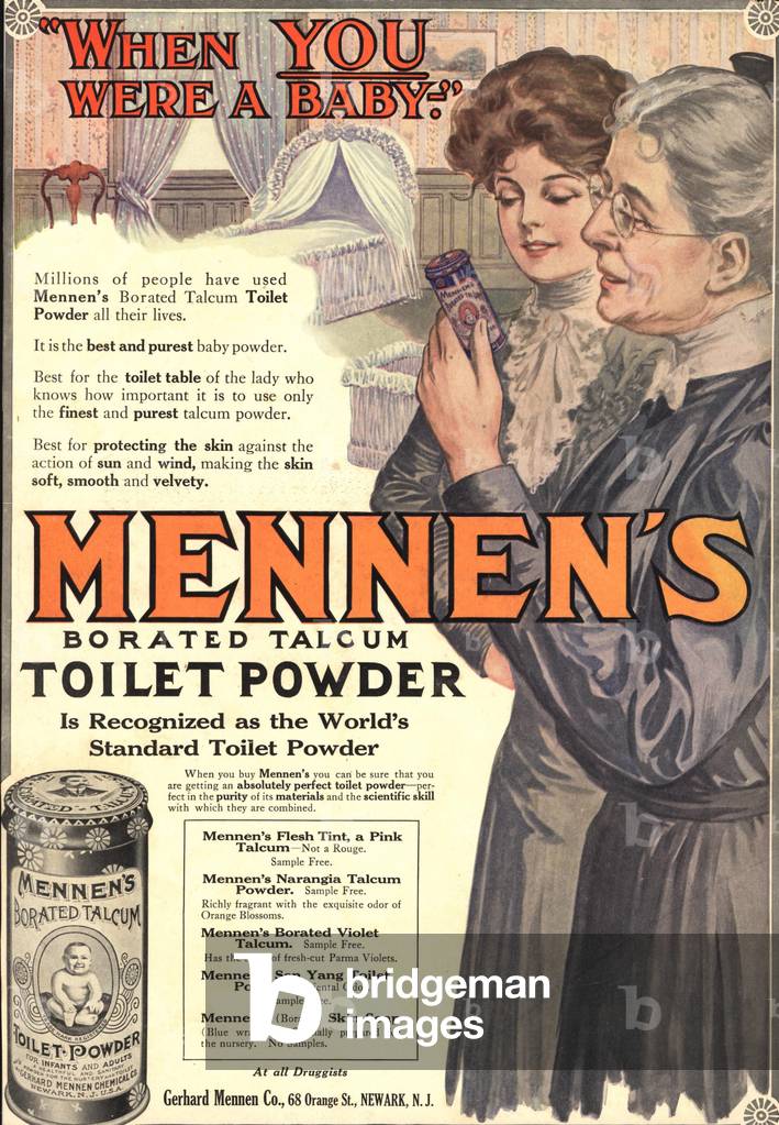 mennens talcum, USA, 1900s (print)