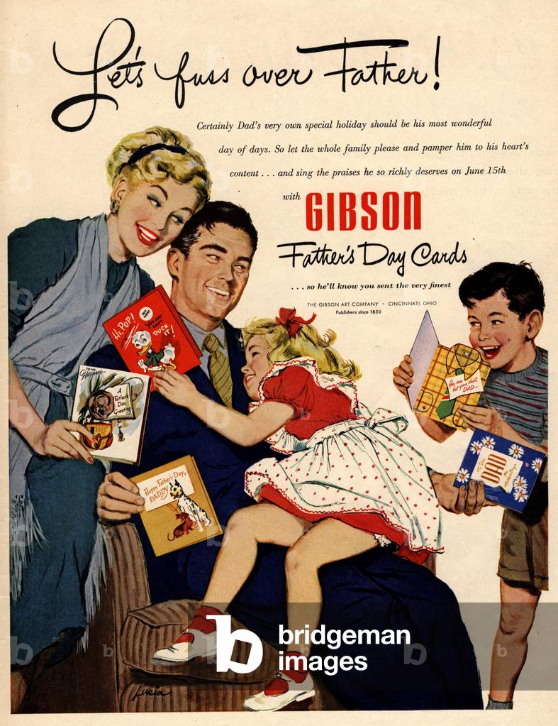 Father's Day Cards Gibson Magazine, advert, USA, 1948