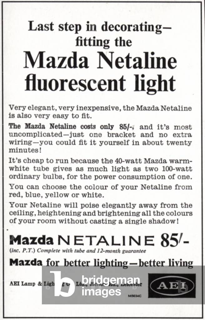 mazda netaline fluorescent lights, 1940s (print)