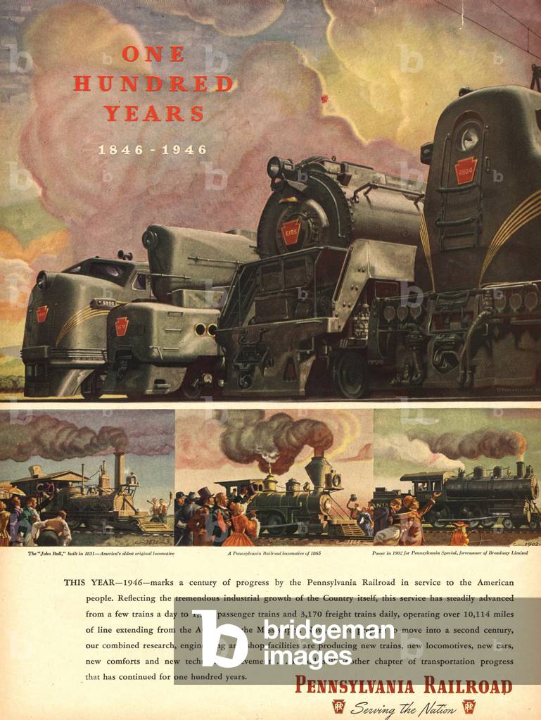Pennsylvania Railroad Magazine, advert, USA, 1940s