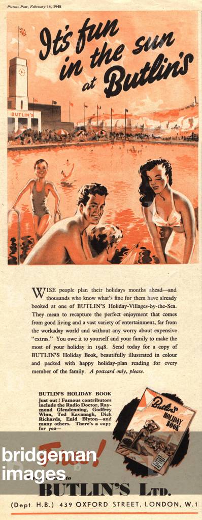 holidays butlins holiday camps, 1950s (print)