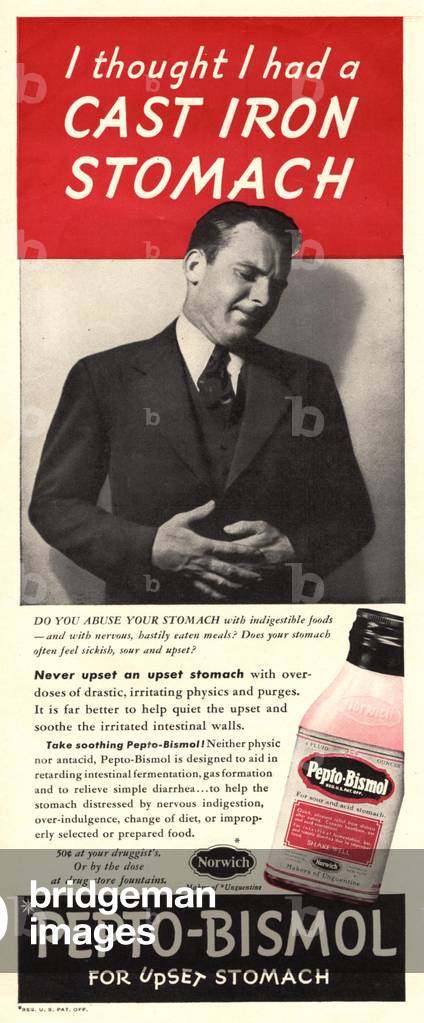 Pepto-Bismol Magazine, advert, USA, 1940s