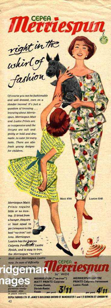 Cepea Merriespun Magazine, advert, UK, 1950s