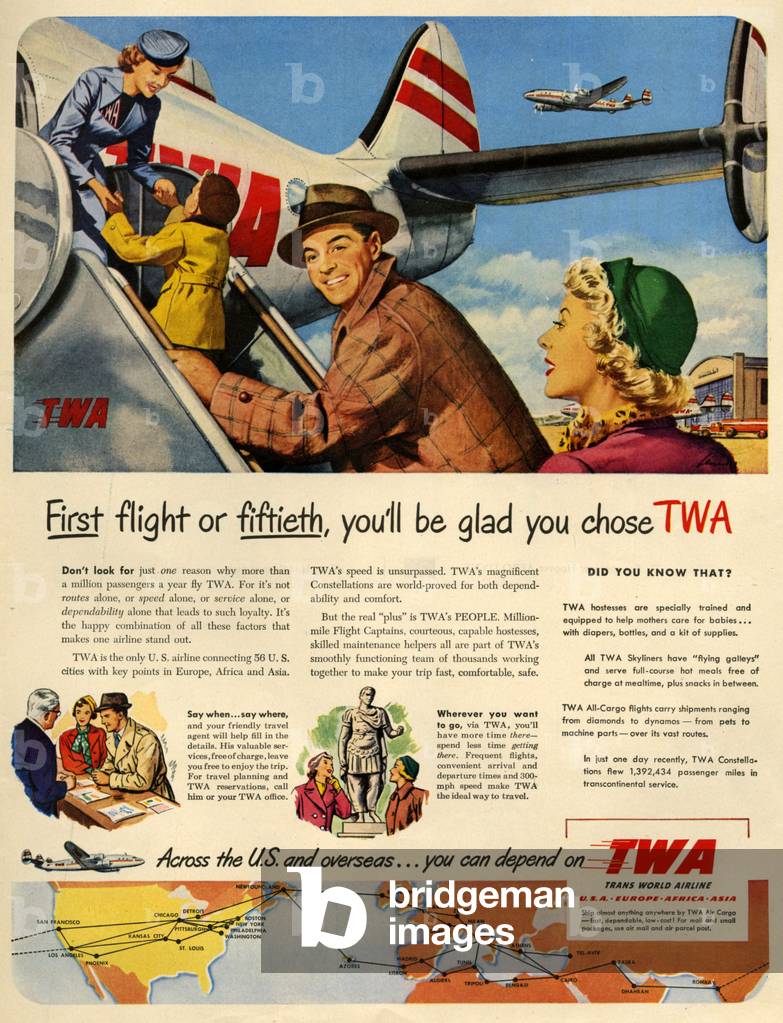 TWA Magazine Advert, USA, 1950s