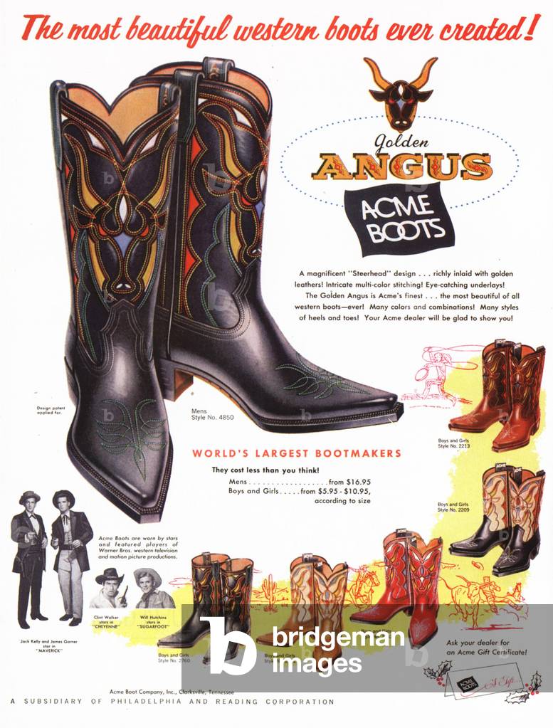 Cowboy Boots Magazine, advert, USA, 1950s