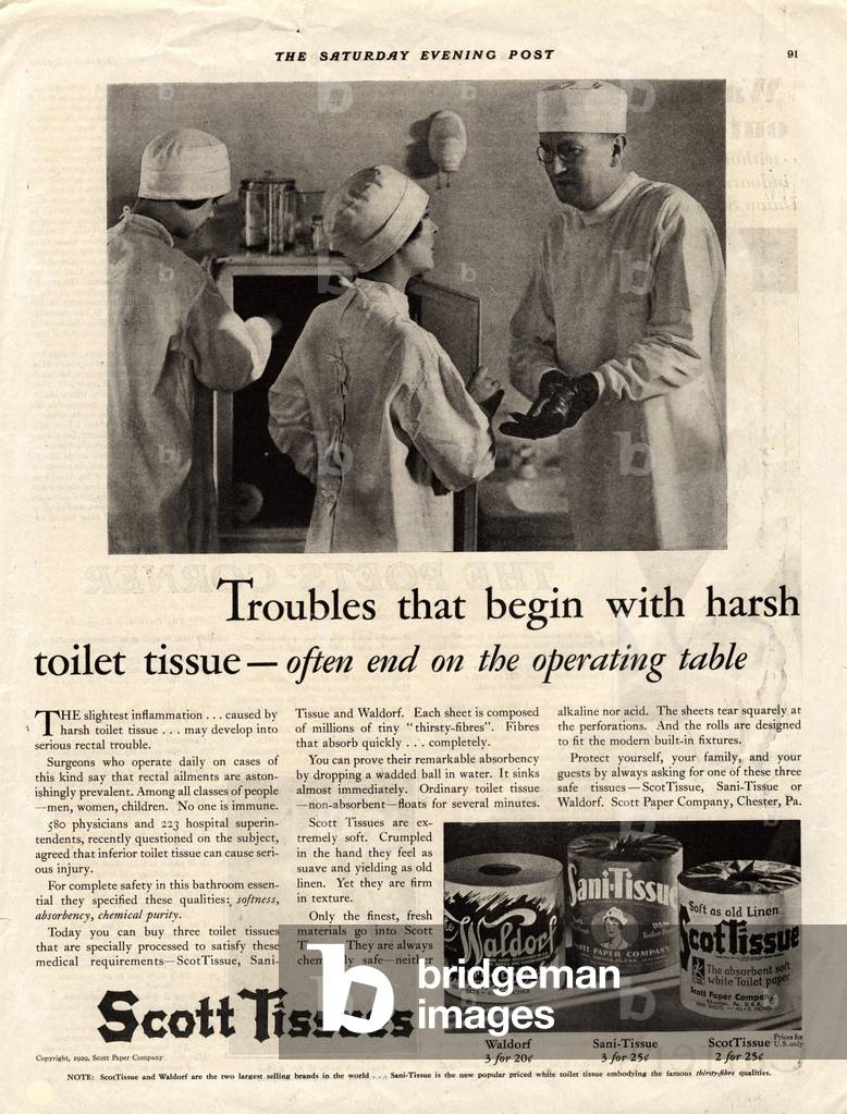 USA - Scott Tissues advertising, 1920s (print)