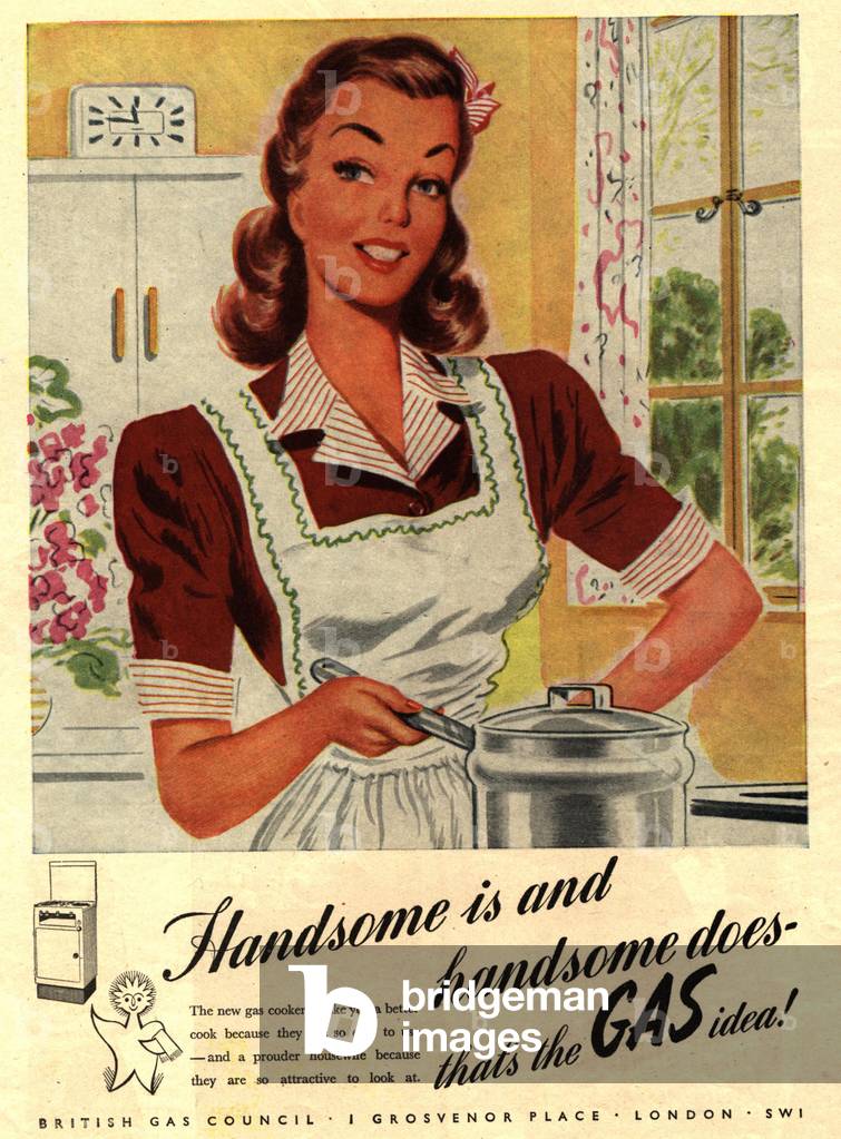 cooking british gas, 1940s (print)
