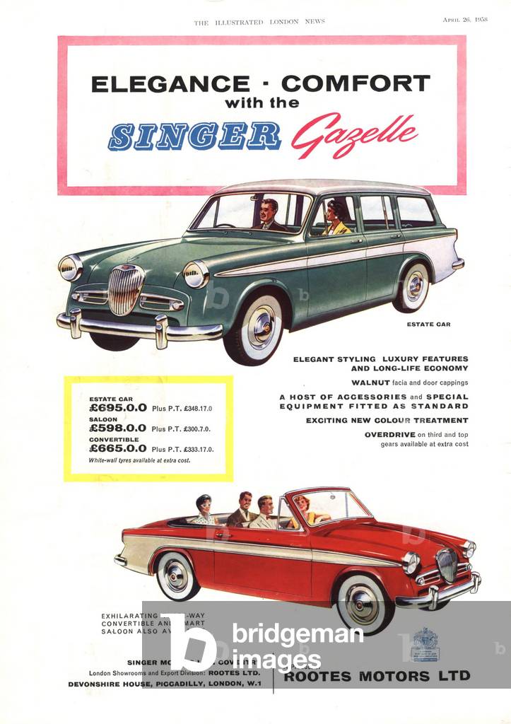Singer Gazelle, 1950s (print)