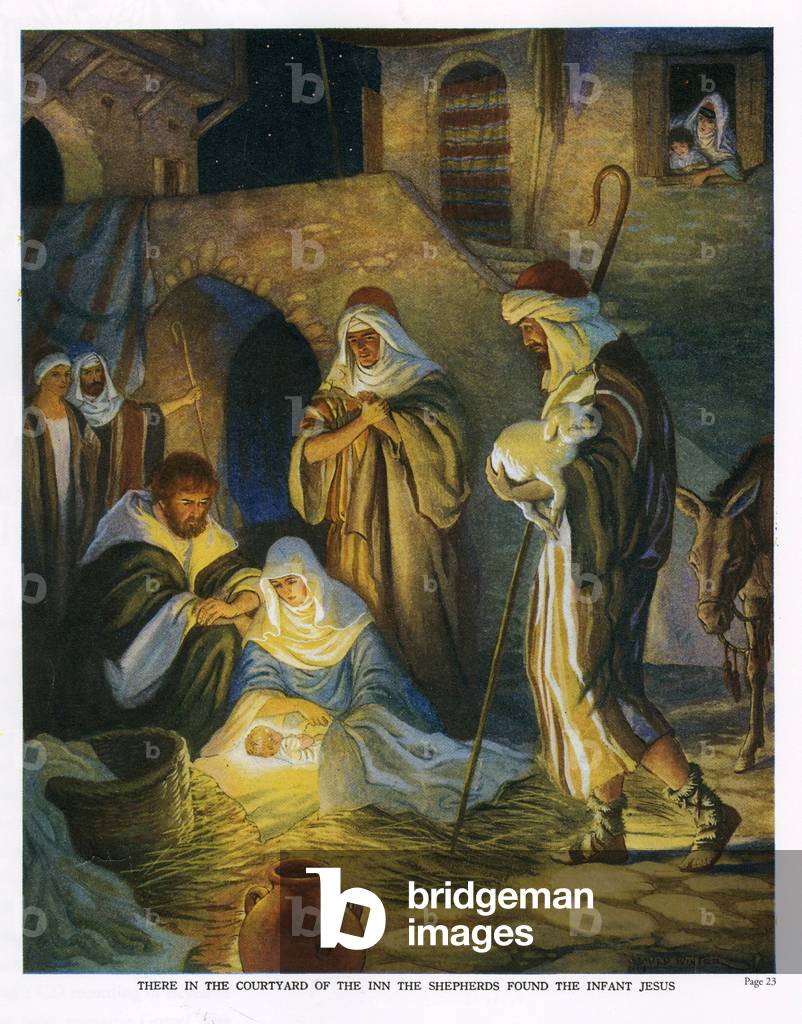 The Three Shepherds and Jesus Book Plate, USA, 1920s