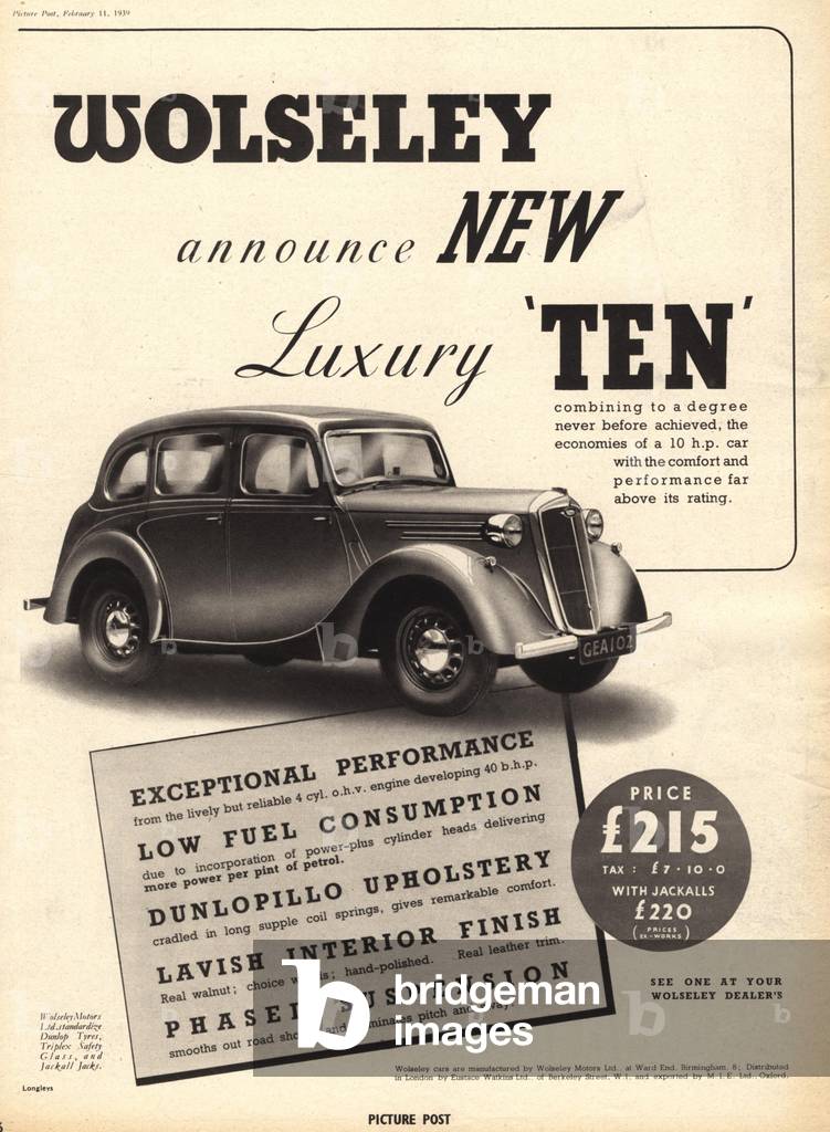 Wolseley Magazine, advert, UK, 1930s