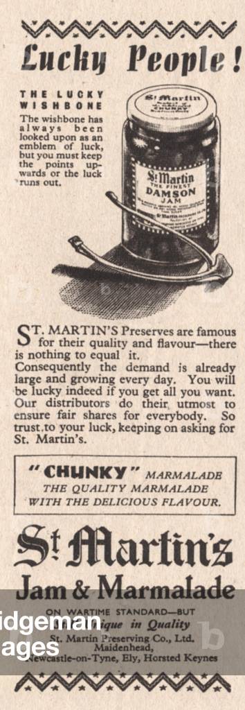 St Martin's Jam Magazine, advert, UK, 1940s