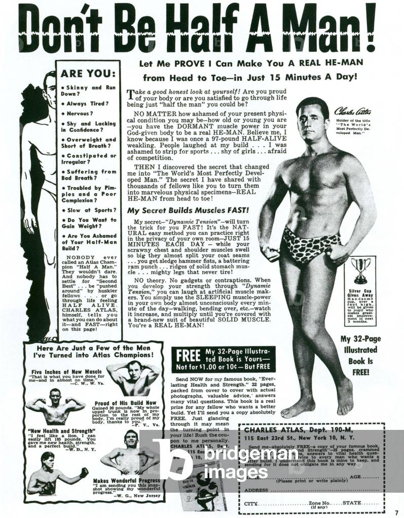 Charles Atlas Magazine, advert, USA, 1948-53