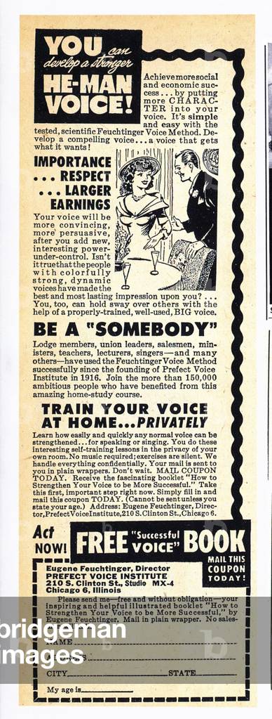 Voice Training Magazine, advert, UK, 1950s