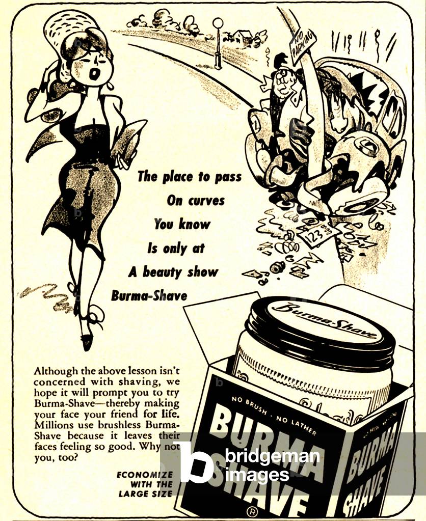 Burma Shave Magazine, advert, UK, 1950s