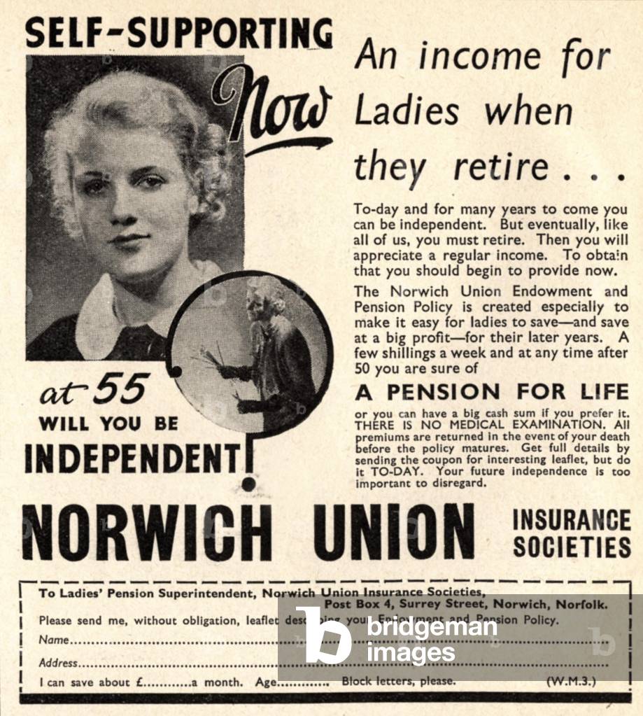 life insurance norwich union, 1930s (print)