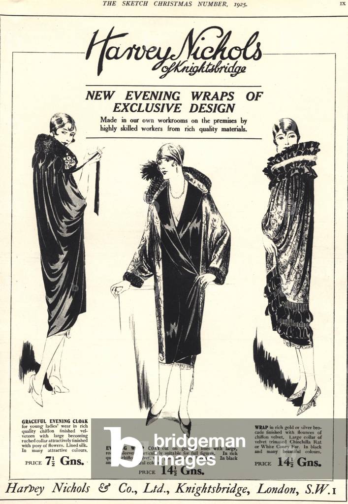 harvey nichols womens evening-dress, UK, 1920s, (print)