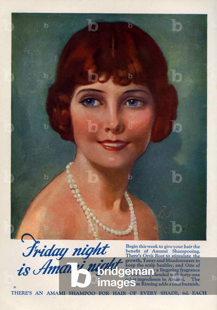 Amami shampoo Magazine, advert, UK, 1920s
