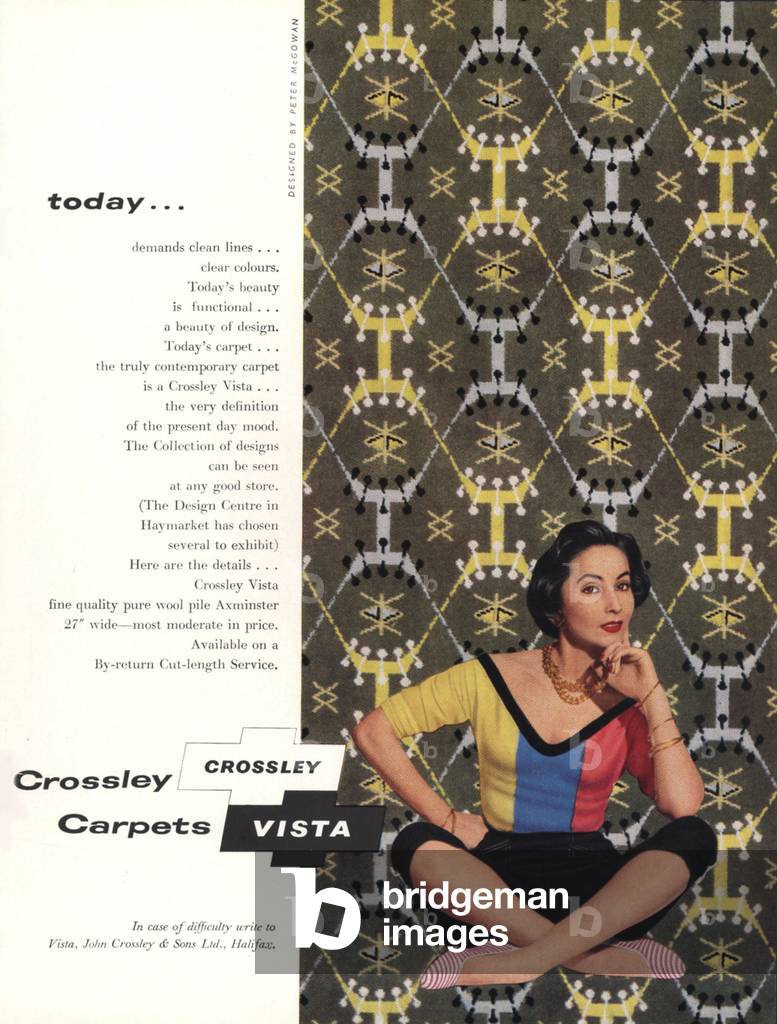 Crossley Carpets Magazine, advert, UK, 1950s