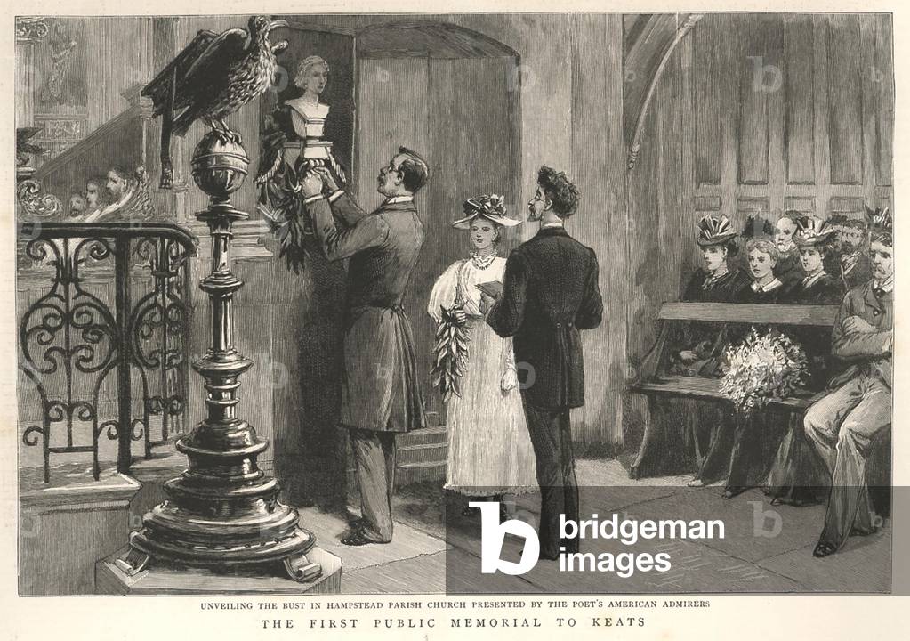 Unveiling the John Keats Bust, Hampstead Parish Church, Magazine Plate, UK, 1894