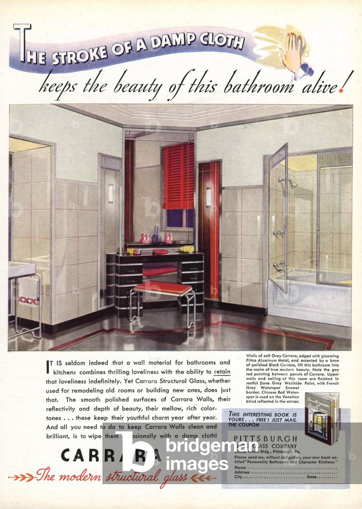 bathrooms carrara interiors, 1930s (print)