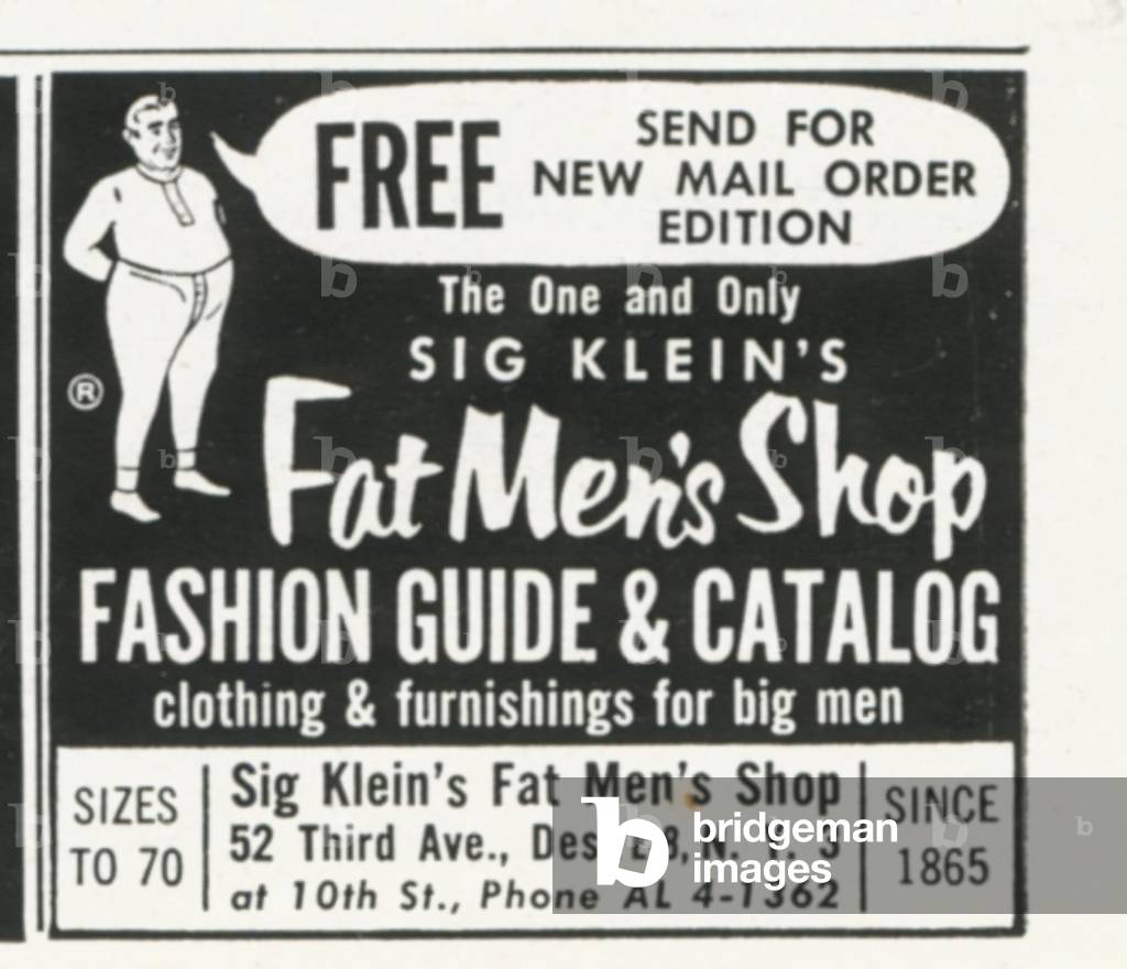 Fat Men's Shop Magazine, advert, USA, 1950s