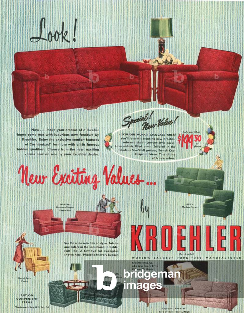Kroehler Magazine, advert, USA, 1940s