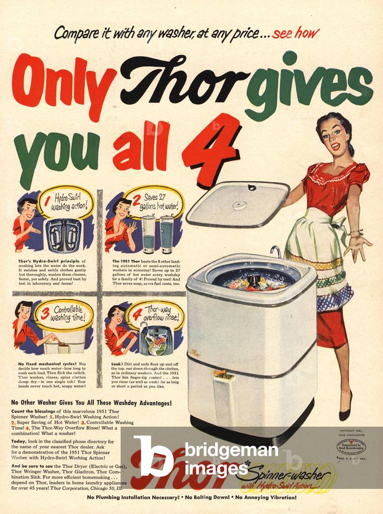 Thor washing, 1950s (print)