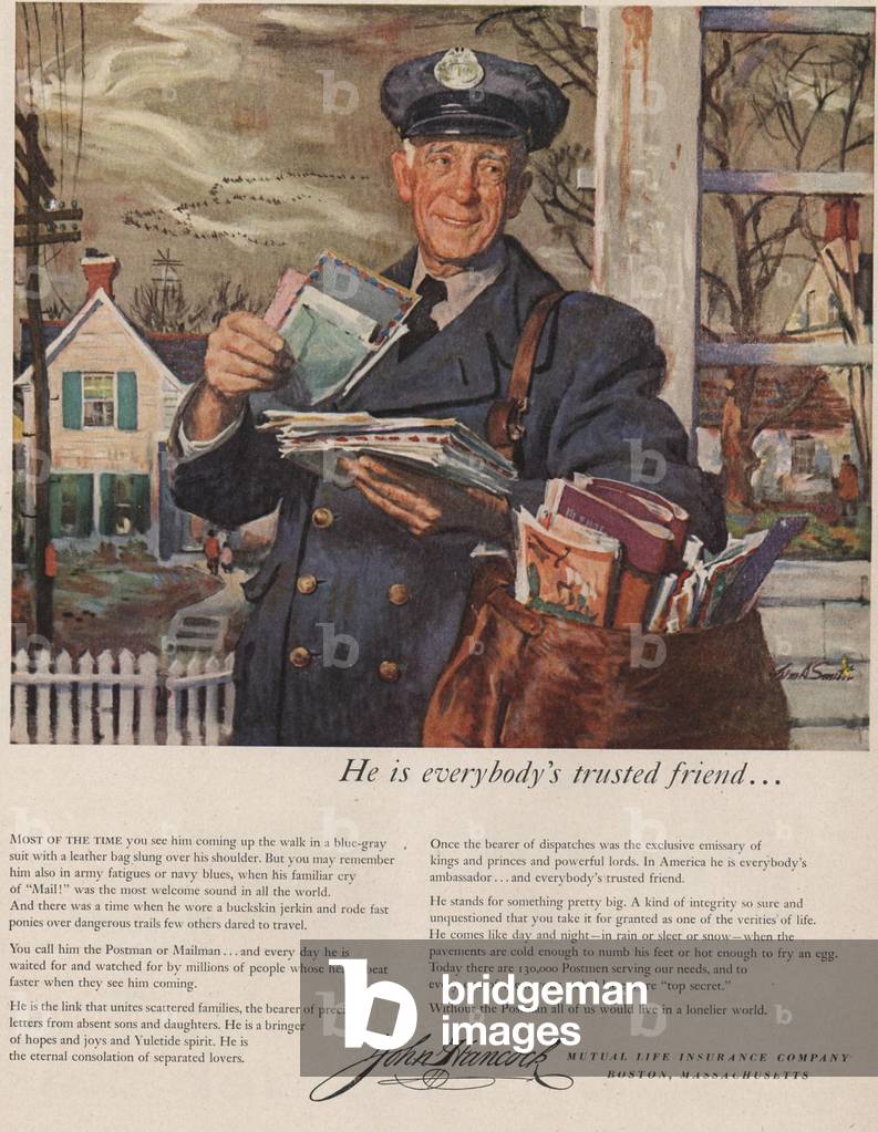 Christmas Mailman Magazine, advert, USA, 1950s