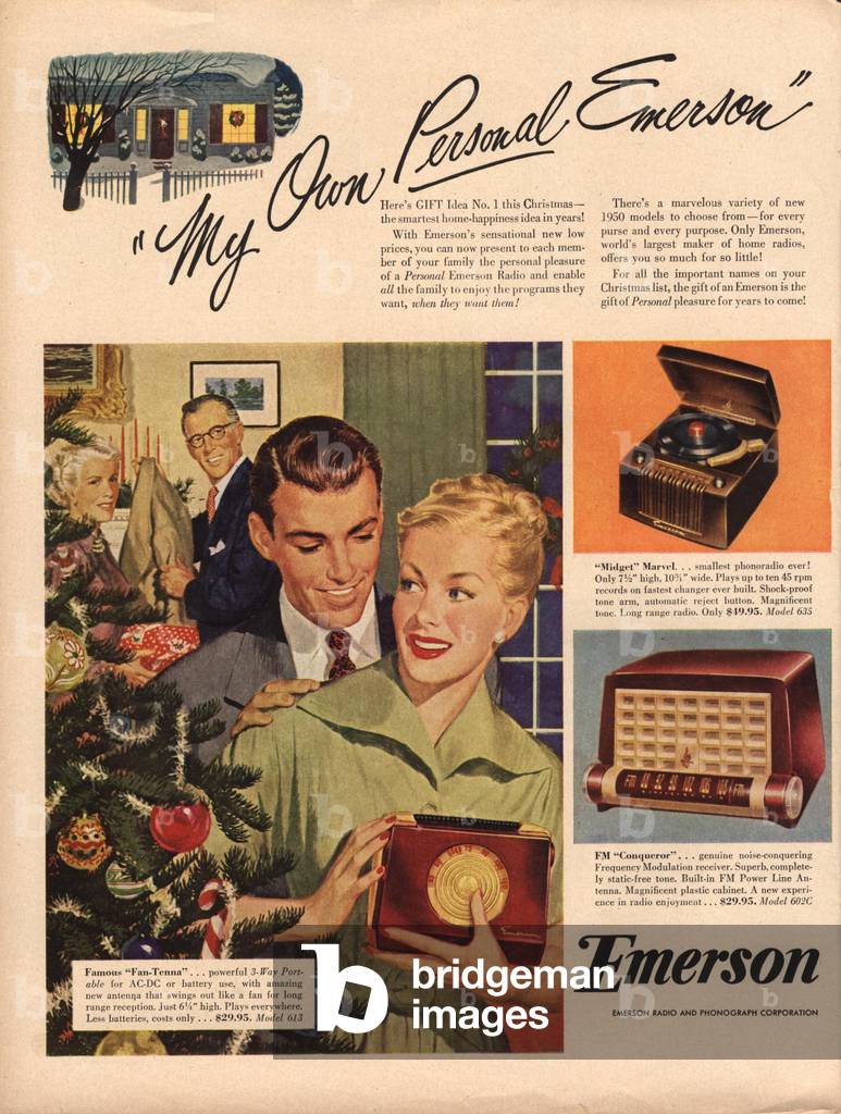 radios record players emerson, 1950s (print)