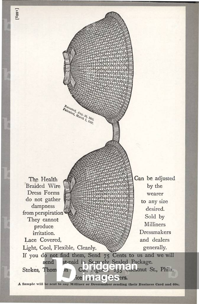 Early Bras Magazine, advert, USA, 1880s