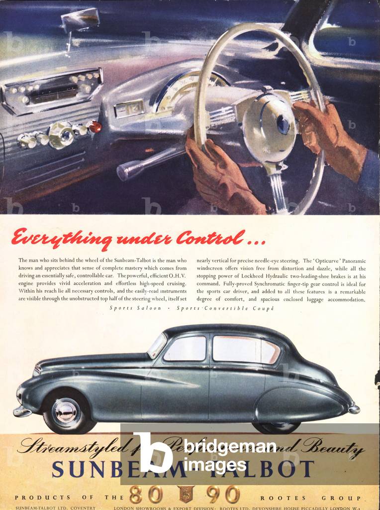 sunbeam-talbot cars sunbeam, 1950s (print)