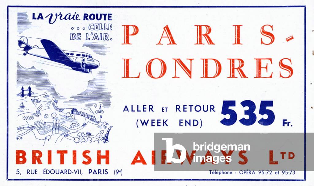 British Airways Magazine, advert, France, 1930s