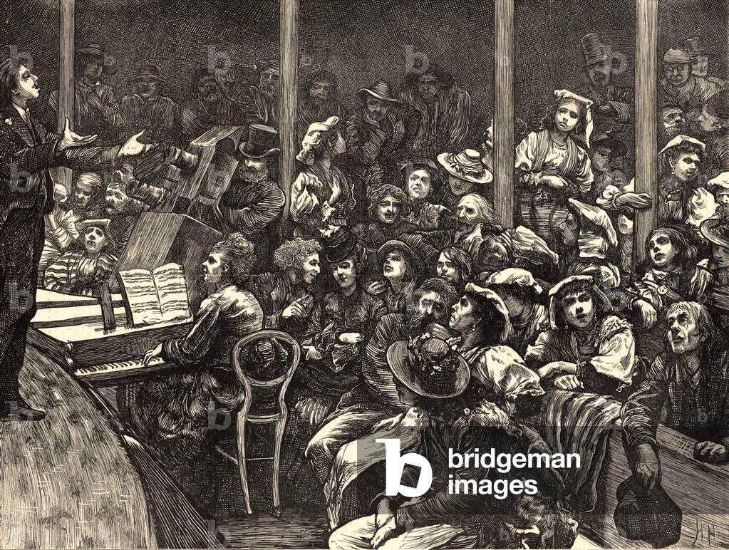 music hall in UK,  1870s (print)