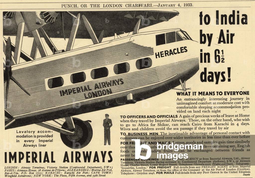 Imperial Airways Magazine, advert, UK, 1930s