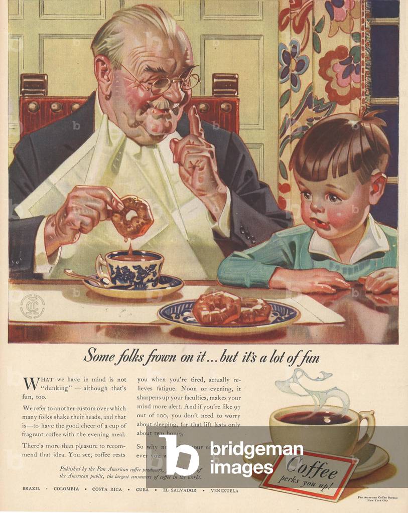 Coffee Perks You Up! Magazine, advert, USA, 1930s