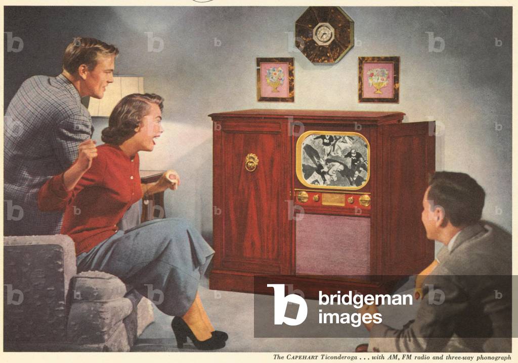 Watching Television Magazine, advert (detail), USA, 1950