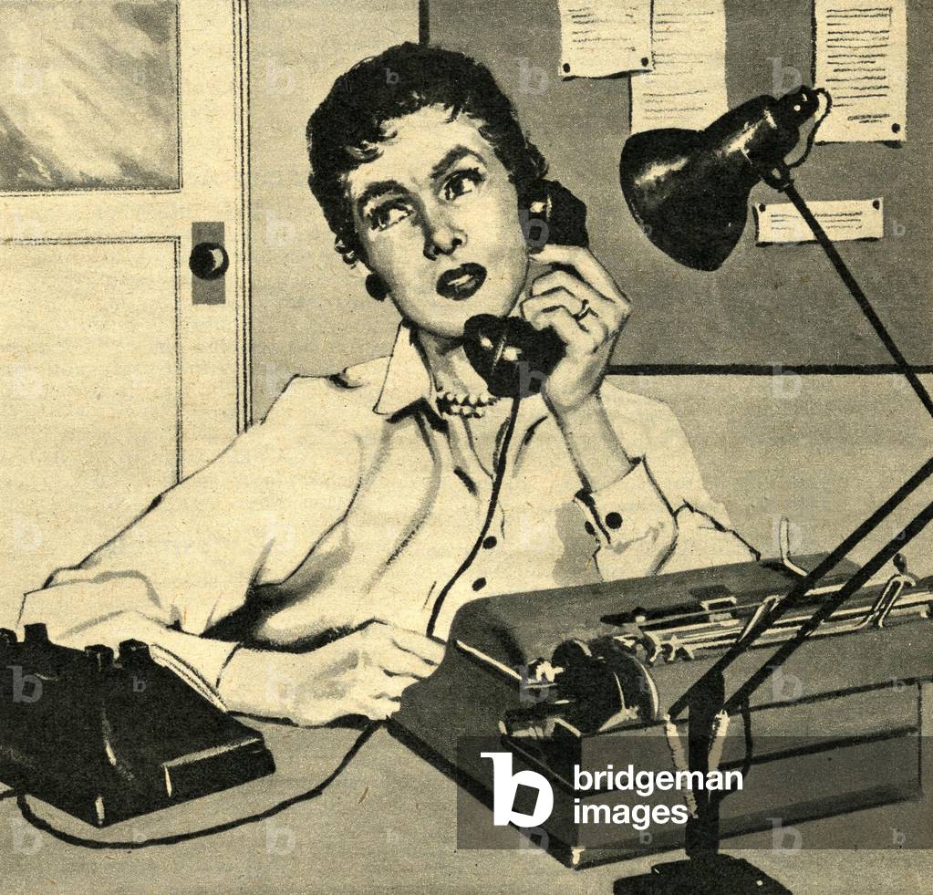Stressed Secretary Magazine Plate, UK, 1950s